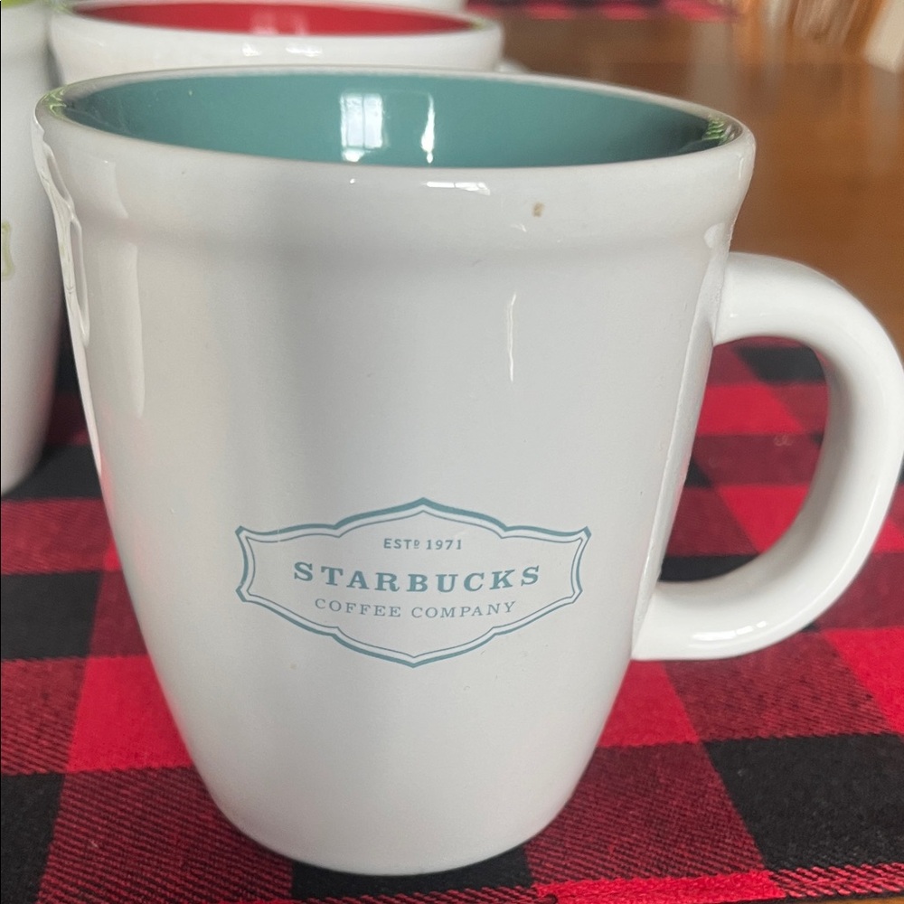 Starbucks White Mugs with Colorful Interiors - Picture 3 of 7